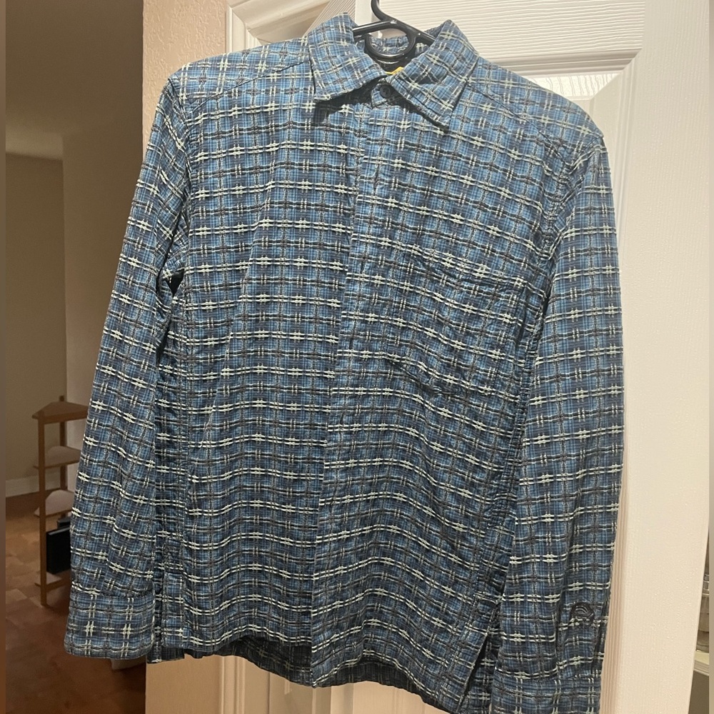 Mountain Hardwear Blue Shirt Heavyweight Cotton Long Sleeve Button Up Mens M